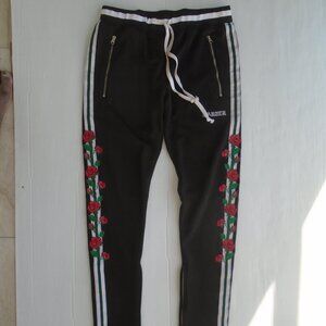 Karter Mens Sweatpants Joggers Rose Tapes Size L Black